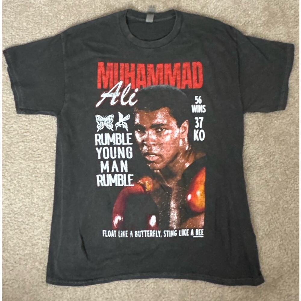 Muhammad Ali Men's T-Shirt Rumble Young Man Graphic Black Official Large NWOT